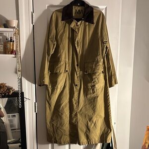 Mango oversized fisherman style trench coat with Brown Collar